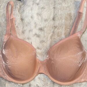 Victoria's Secret Lined Perfect Coverage Bra Blush Pink Shimmer 36C